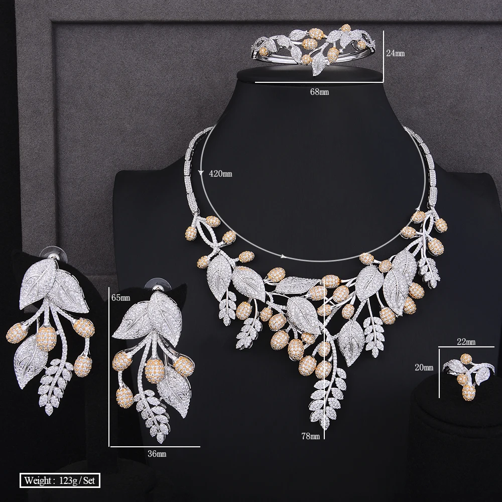 GODKI Unique Luxury Leaf Flower African Cubic Zircon CZ Nigerian Jewelry sets For Women Wedding Indian Beads Bridal Jewelry Sets