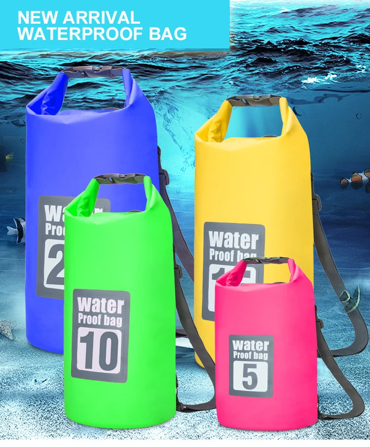 ПВХ Водонепроницаемый сухой мешок 5L 10L 15L 20L Открытый Дайвинг складная сумка для хранения Мужская Женская пляжная сумка для плавания рафтинг река океан рюкзак