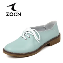 Zapatos de Mujer 2017 Cuero Genuino de Las Mujeres Zapatos de Los Planos 4 Colores Mocasines Lace Up Zapatos Planos de Las Mujeres Mocasines P005
