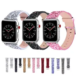 Bling кожаный ремешок для Apple Watch группа 42 мм 38 мм iWatch 3/2/1 браслет из искусственной кожи ремешок на запястье ремень с металлической пряжкой