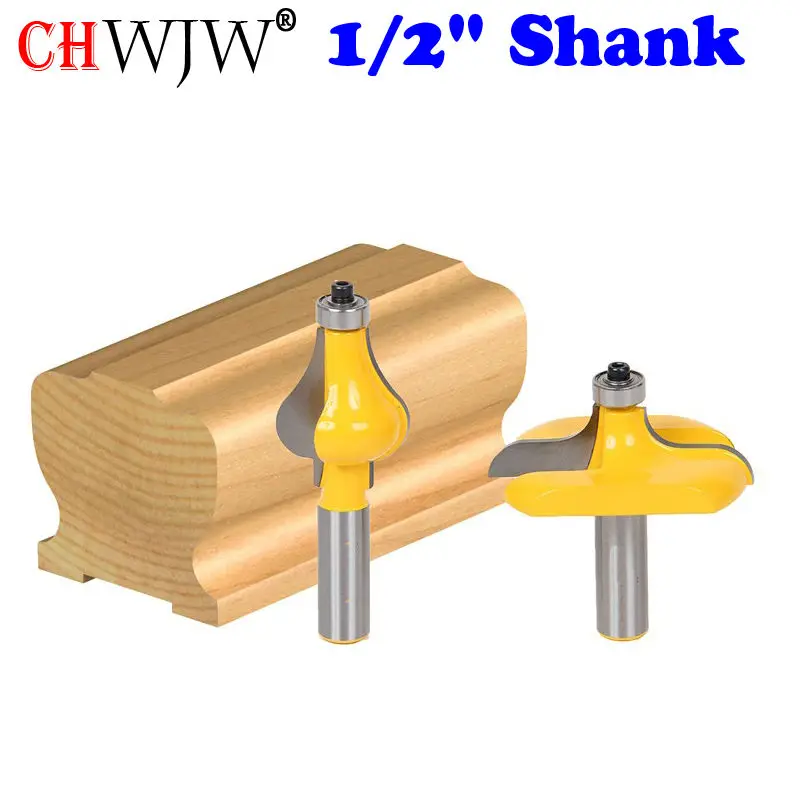 

2 Bit Handrail Router Bit Set - Wavy/Flute - 1/2" Shank Woodworking cutter Tenon Cutter for Woodworking Tools