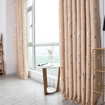 

Modern Blackout Curtains Window The Bedroom Blinds Curtain Living Room Kids Bedroom Silver Star Printed Voile Curtain