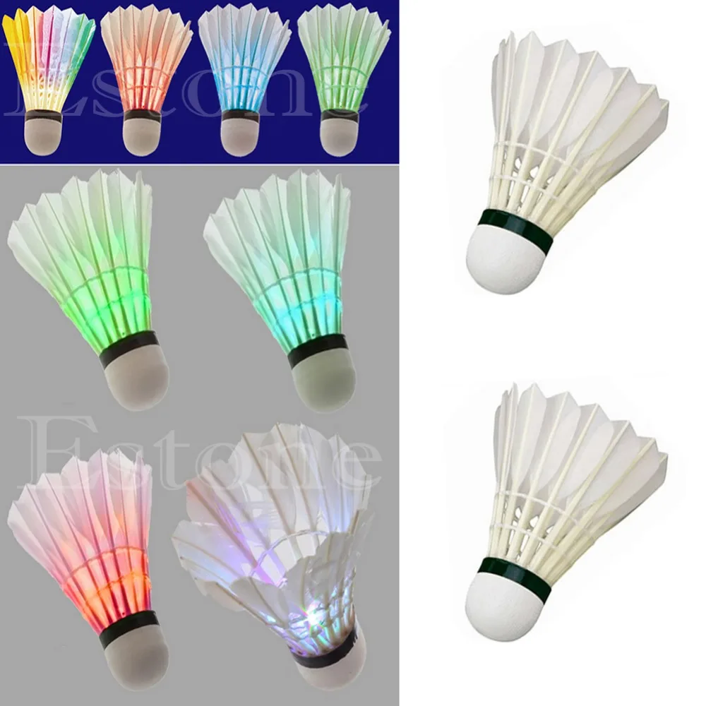 Birdies Lighting Dark Night Colorful LED Badminton Shuttlecock 4 Pcs