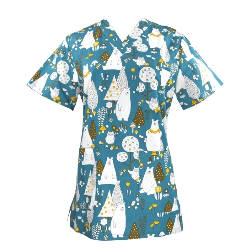 Больничная медицинская хирургическая Униформа летняя с v-образным вырезом Больничная красота скрабы рубашка медицинская форма женские хирургические платья Топы