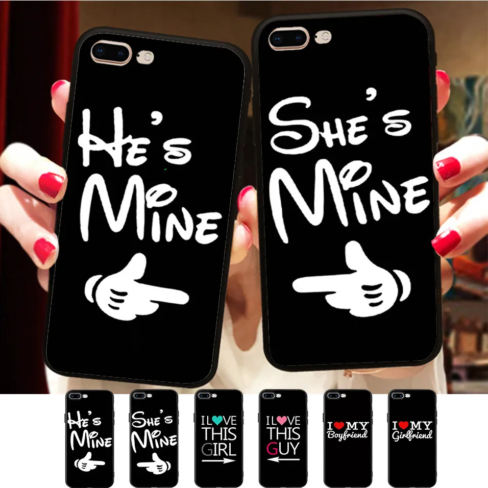 

He She is Mine Funny Couple Cover For iPhone X 8 5 5S XR XS Max 6 6S 7 Plus Case Best Friends Soft Silicone Phone Fundas Capinha