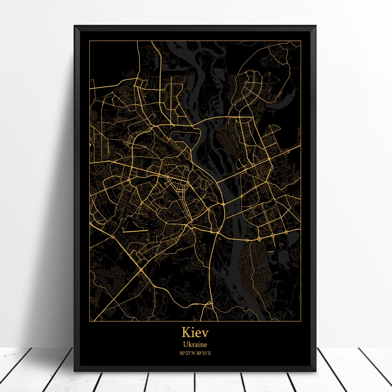Kiev Ukraine Modern City Gold Map Canvas Art Print Home Room Decor Poster Painting Calligraphy Aliexpress