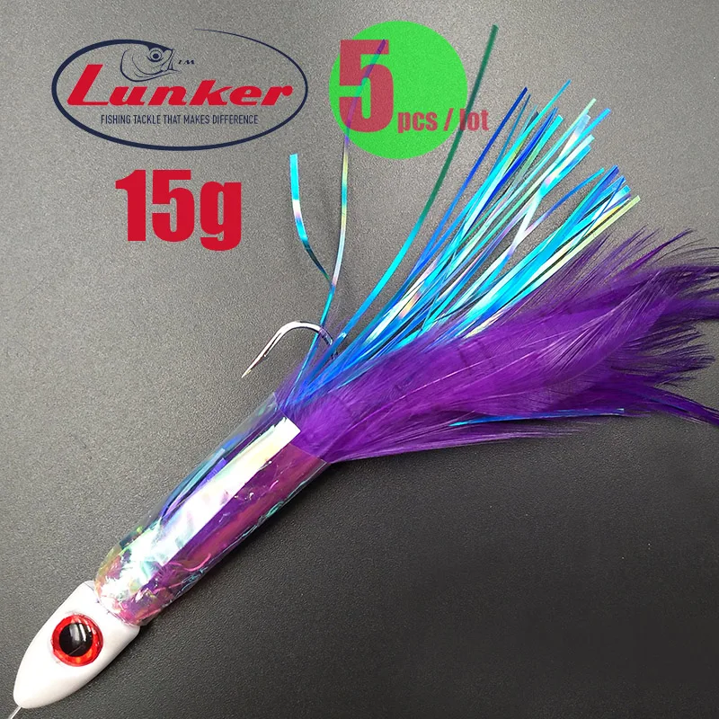 Lunker wahoo rig 15 г 5 шт. приманки блесны проволока баллиху Лодка Красный Снэппер юбки