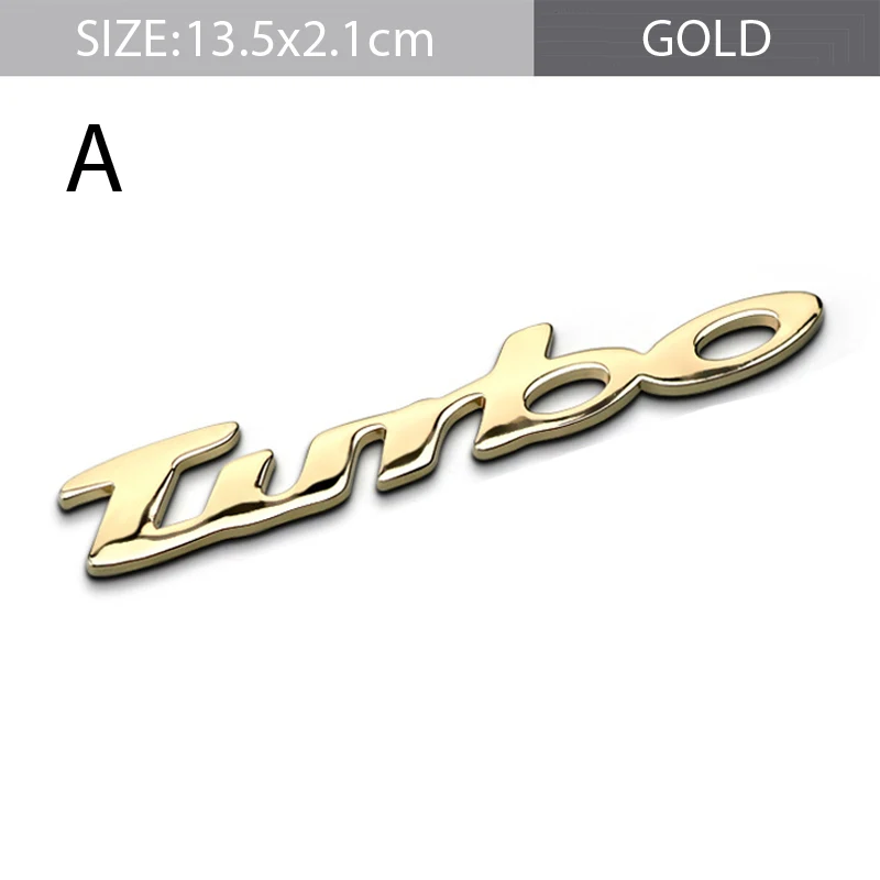 Турбо логотип, наклейка на кузов автомобиля для Subaru STI peugeot 308 BMW Mini Cooper Mercedes Skoda Vauxhall Camry хромированная крышка для багажника эмблема - Название цвета: A Gold