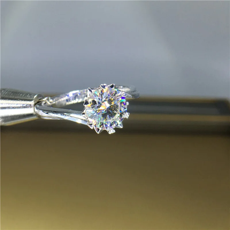 18K 750Au золото Moissanite АЛМАЗНОЕ КОЛЬЦО D Цвет VVS с национальным сертификатом MO-00115