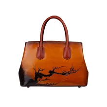 Ручная работа, винтажная женская сумка из натуральной кожи, ручная роспись, сумки с верхней ручкой, сумка через плечо, Женская Повседневная сумка с пальцами