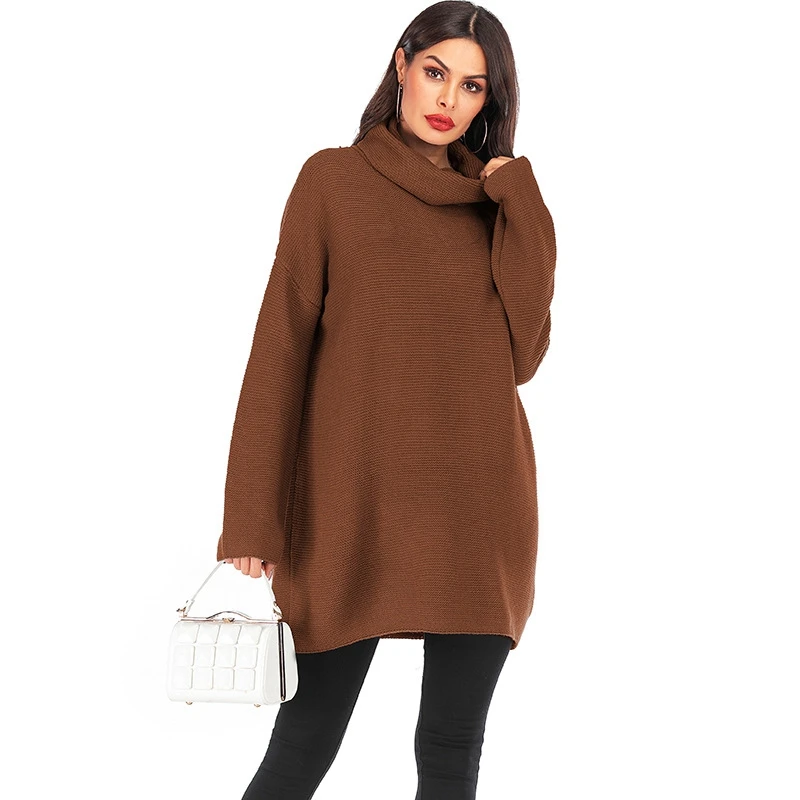 

Warm Pullover Sweater Women Jumper Turtleneck Long Sweater Autumn Jumper Pull Top Women Thick winter tops Knitted sweater dress