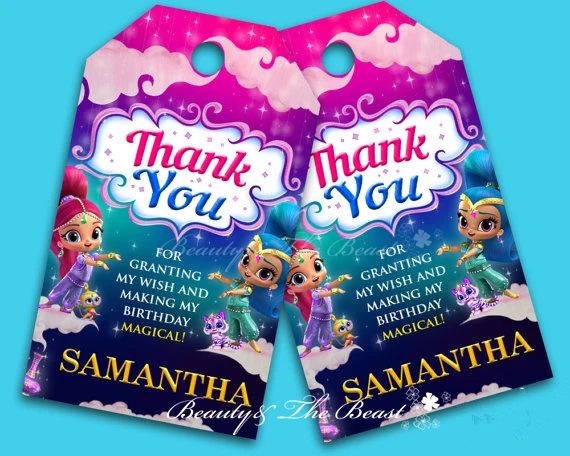 etc Birthday Stickers Personalized party favors Lollipops Shimmer and Shine 