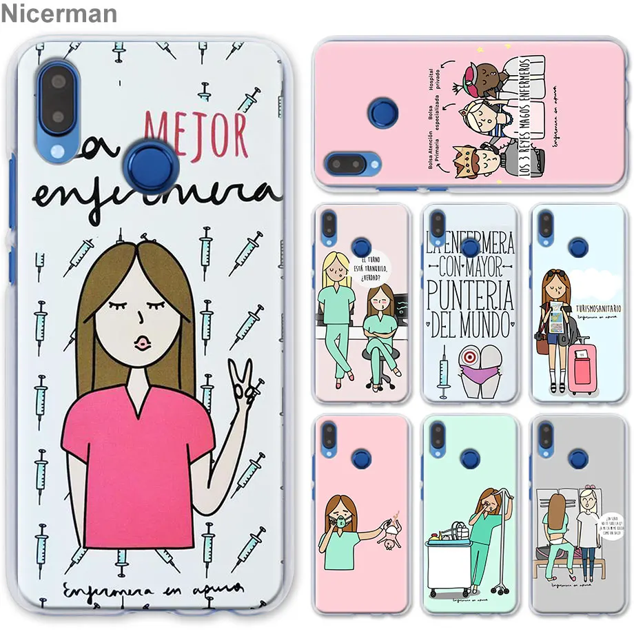 

Cartoon Doctor Nurse Clear Case for Huawei Honor Y9 Y7 Y5 Y6 Y9 2019 Honor 10 20 Lite 8X 8A Play Phone Case Coque