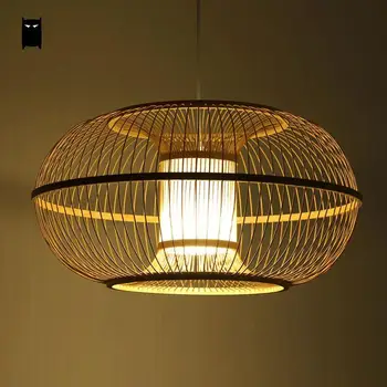 

Bamboo Wicker Rattan Lampshade Pendant Light Fixture Art Decoration Meditation Nordic Primitive Style Plafon Luminaria Tea Room