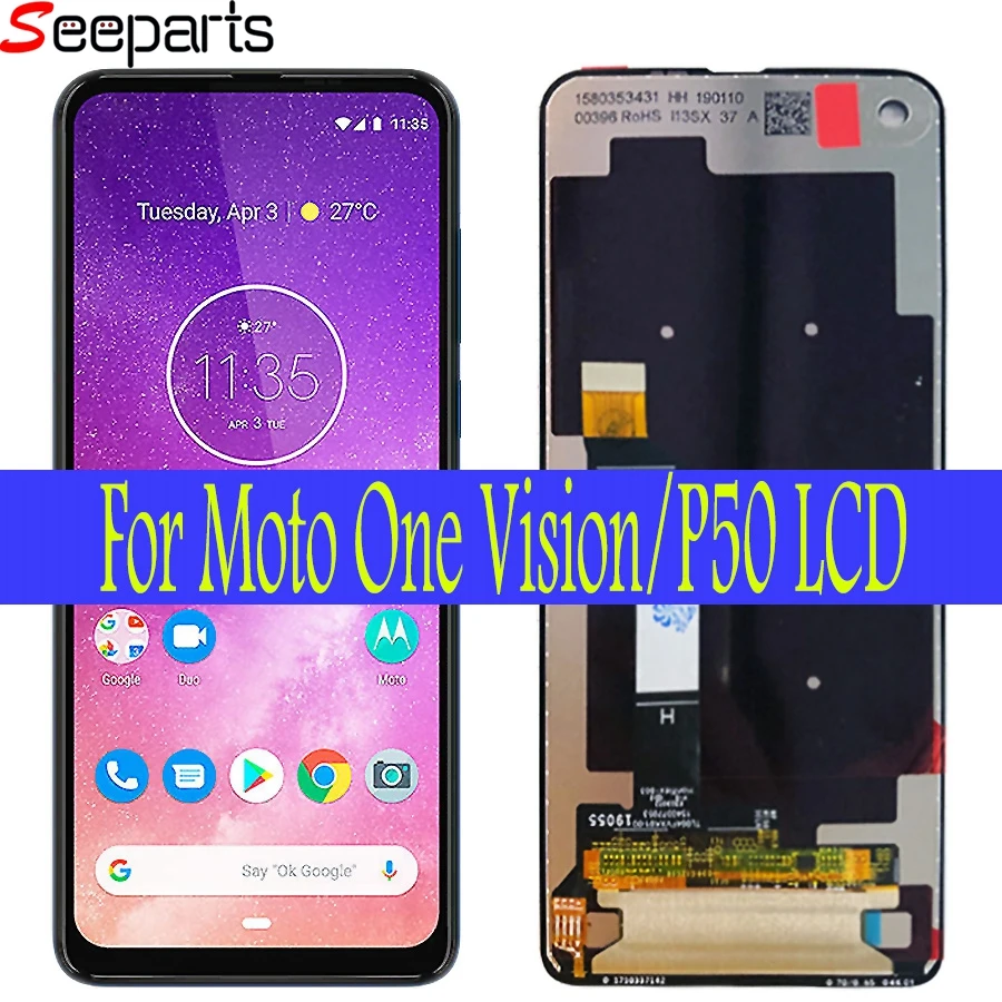 

AMOLED For Motorola Moto One Vision LCD one vision Display Touch Screen Sensor Panel Digiziter Assembly New For moto P50 LCD