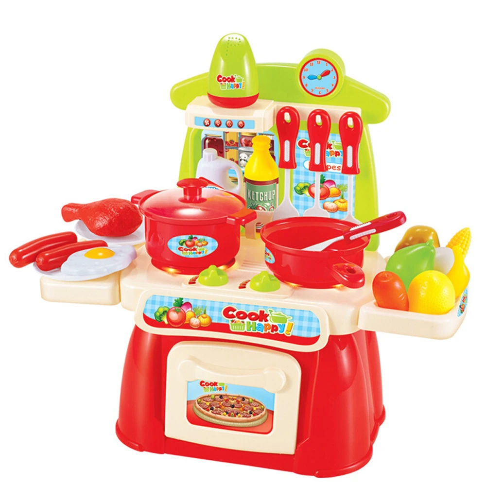 

22Pcs Kids Kitchen Toys Pretend Play Cooking Set Food Toy with Light and Music Specification Cutting Fruit Vegetables
