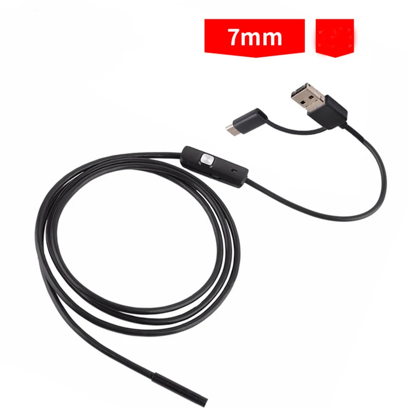 

1Pcs Universal Newest 3 in 1 7mm HD 1/2/5/10M Endoscope Lens Industry Test Adjutment light Android Mobile Phone Camera Wholesale