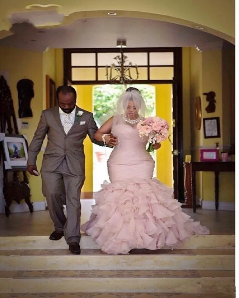 blush plus size wedding dress