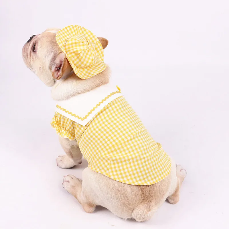 

Plaid Dog Clothes French Bulldog Pets Clothing For Small Medium Dog Sailor Costume Cotton Puppy Chihuahua Pet Clothes Ropa Perro