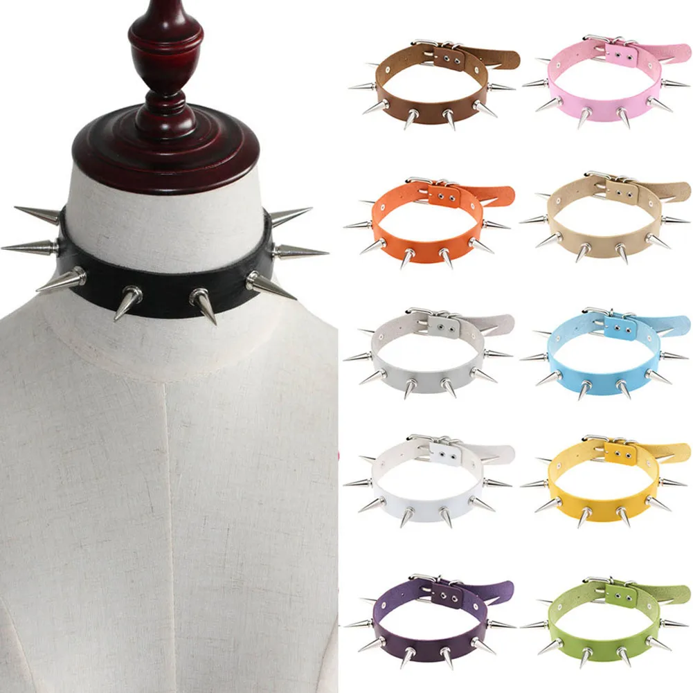 

Women Gothic Sexy Collar PU Leather Choker Metal Rivet Sexy Collar Necklace @M23