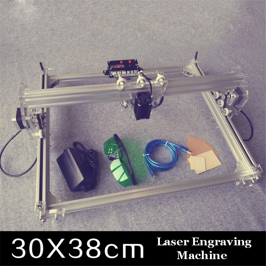 Free ship by DHL 2PCs 300MW toy level DIY laser engraving machine Working Area 30X40cm Laser