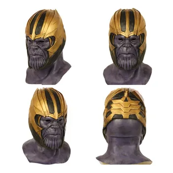 

4 Thanos Final Battle Tyrant Full Head Helmet Latex Mask Luxury Version Cosplay Props Adult Halloween Costume Props