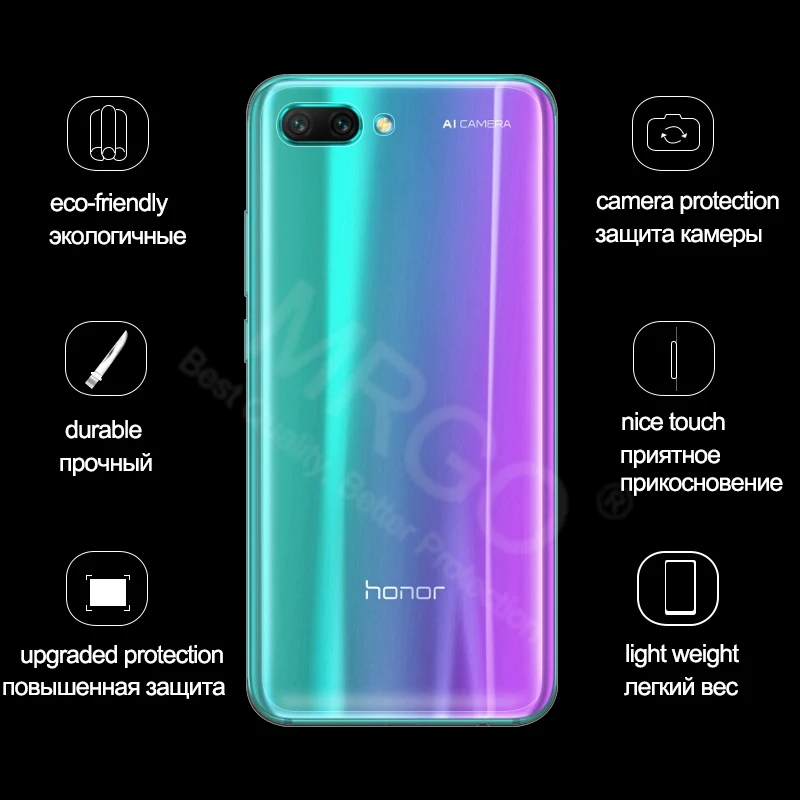 MRGO кристально чистый чехол для huawei Honor 10 чехол силиконовый прозрачный защитный чехол для Coque huawei Honor 10 Чехол