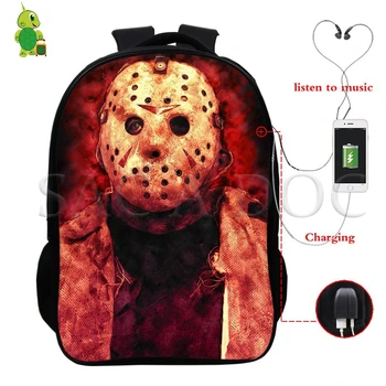 

Jason Nightmare Multifunction Backpack School Bags for Teenager Students USB Charge Laptop Backpack Casual Travel Bags