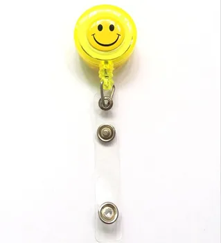 

Transparent Smiling Face Retractable Badge Reel with Belt Clip for ID Badge Holders Card Name Tag Holders 1pcs Yellow Color