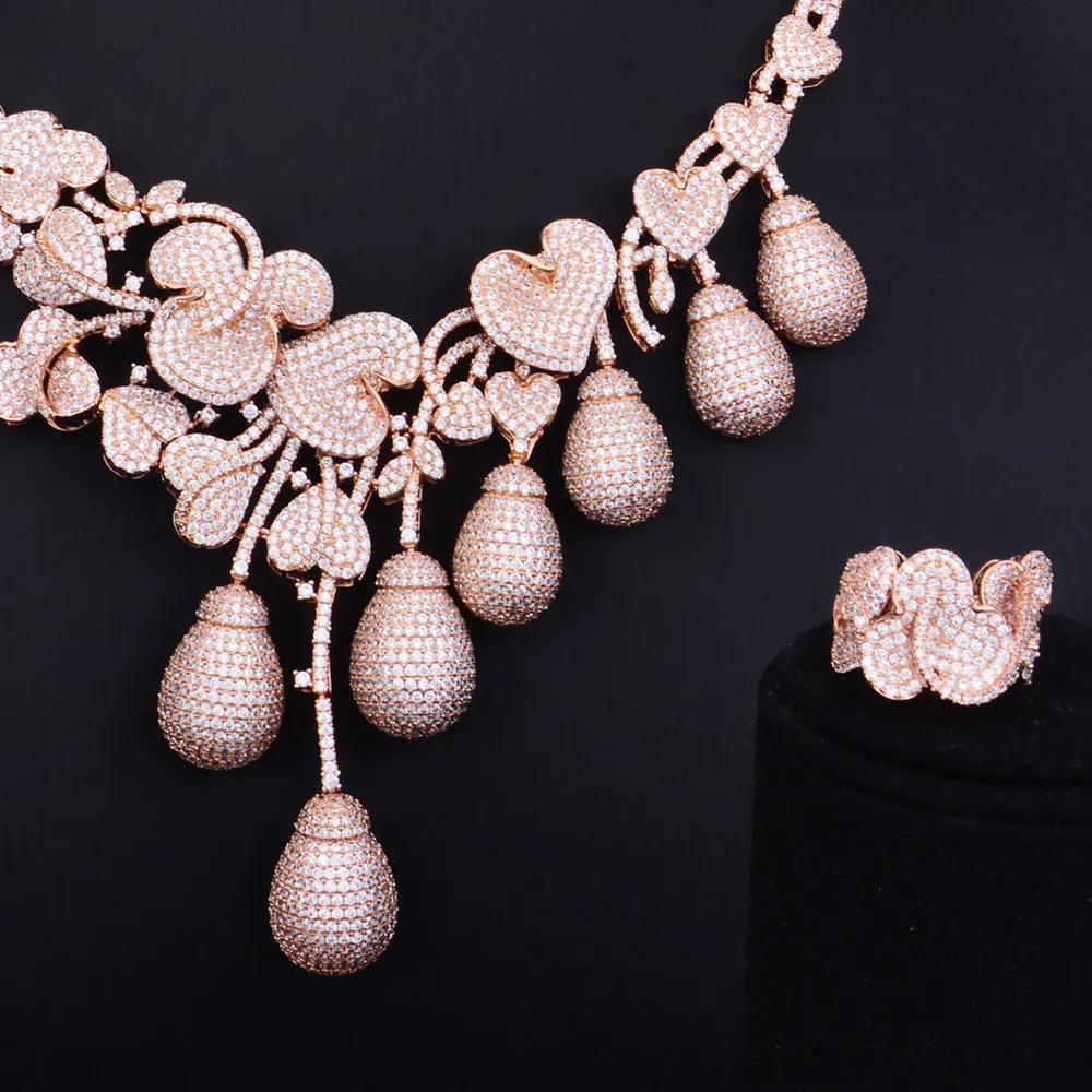 GODKI Luxury Flower Bud Mixed Women Wedding Cubic Zirconia Necklace Earring Saudi Arabia Jewelry Set Jewellery Addiction