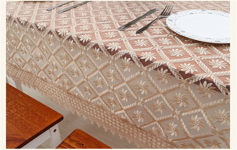 Lanweini Hollow Embroidered Elegant Fabric Tablecloths For Rectangular Table Cloth For Table Decor Crochet Tea TV Cabinet Cover