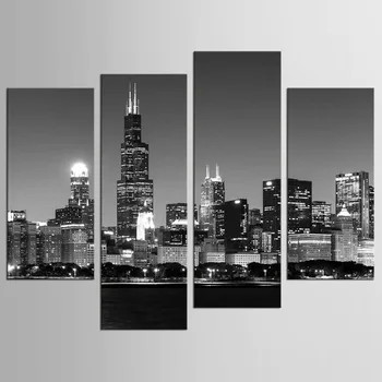 

4 Piece The City Night View Modern Home Wall Decor Canvas Picture Art HD Print Painting Set of Canvas arts