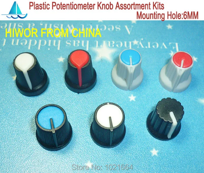 140pcs/lot HW High quality Plastic Potentiometer Knob Assortment Kits 7Values each 20 pcs | Электронные компоненты и