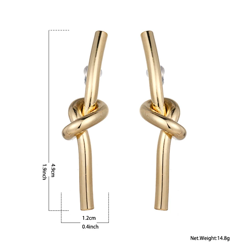 Yhpup, очаровательные серьги-гвоздики из золотого цинкового сплава с узлом, уникальные стильные офисные серьги, букле D'oreille Femme,, вечерние, подарки