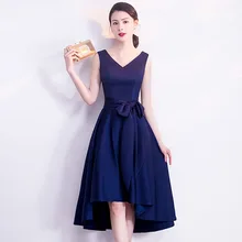 Robe De Soiree темно-синее длинное тонкое платье для выпускного вечера сексуальное женское вечернее платье с v-образным вырезом выпускное вечернее платье без рукавов с бантом