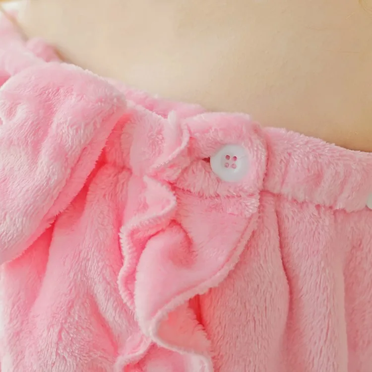 Модный женский фланелевый Халат, Быстросохнущий коралловый флисовый халат, милый топ-труба, 3 шт., банное полотенце