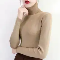 2019 long sleeve turtleneck head more red female tight knit sweater cultivate morality short render unlined upper garment