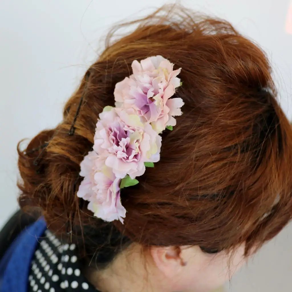  2pcs/Set Vintage Carnation Flower Comb Clip Stylish Hair Pins Headwear Wedding Bridal Accessories