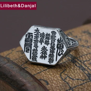 

Ring 100% Real 925 sterling silver Ethnic Taoist Gossip Ring Male Female Women Men Adjustable Christmas gift Jewelry FR29