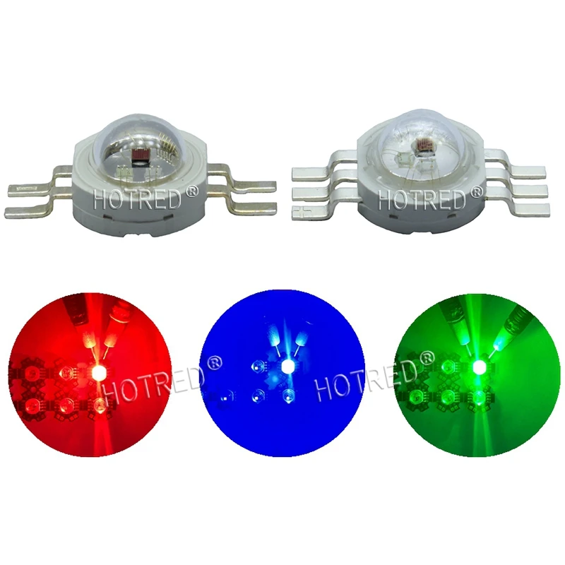 10 100 шт. 3 Вт RGB красный зеленый синий белый 4 6pin светодиодных диодных чипов часть
