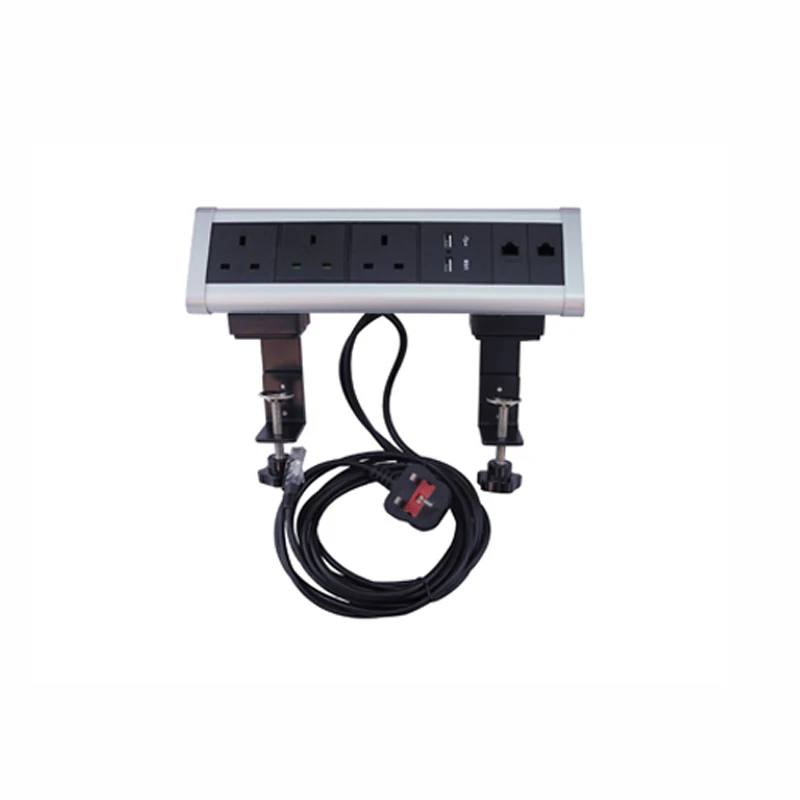 ^*Best Offers UK Power outlets and RJ45 Connectors horizontal hinged Triangle Desktop Socket aluminum alloy socket USB Charger Ports