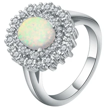 

New Fashion White Fire Opal Ring Oval Zircon Silver Color Rings Wedding Party For Women Fashion Jewelry Gift Size 6-10 Jewellery
