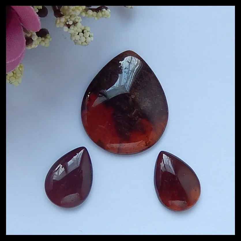 В продаже! 3 шт натуральный драгоценный камень кулон ожерелья из граната Кабошоны, 31x25x5 мм, 18x13x4 мм, 10,8 г