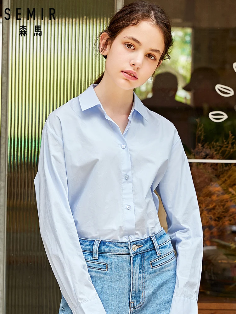 SEMIR, осенняя Новинка, блузка с длинным рукавом для женщин, хлопок, большие размеры, женская рубашка, шикарный дизайн, чувство, рубашка для девочек, модная одежда