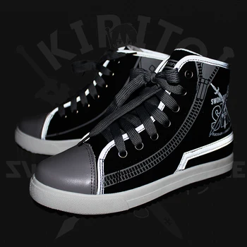

Sword Art Online Cos Kirigaya Kazuto Cosplay Shoes Black High Top Canvas Reflect Light Board Shoes Halloween Anime Cos Costumes