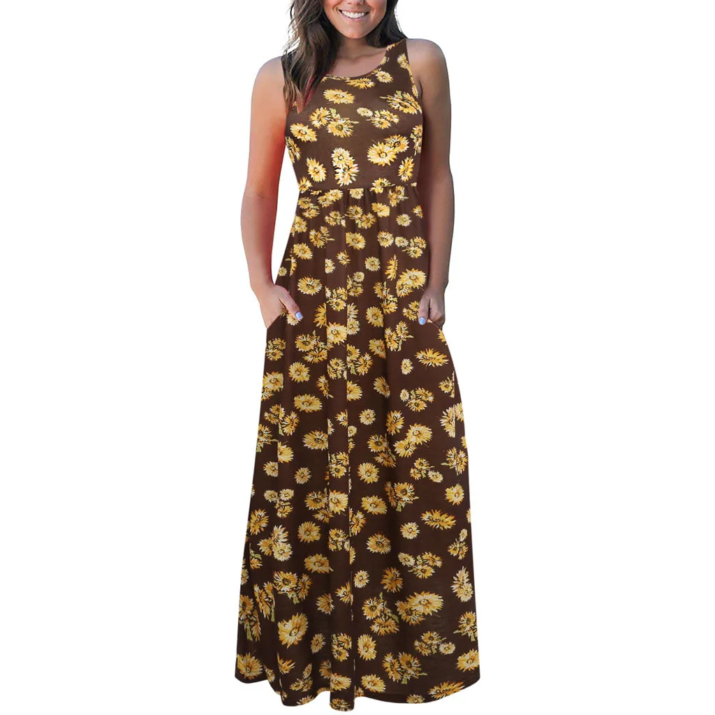 

Sleeve O-neck casual dress summer woman Print Maxi Tank Long summer dresses and sundresses sukienka vestidos#G9