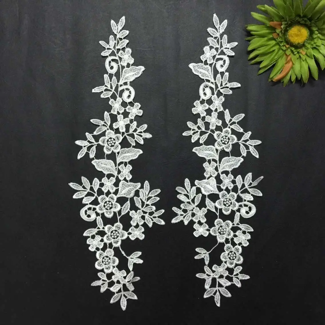 Flower design 37*11.5cm lace trimmings sewing accessories ,guipure lace