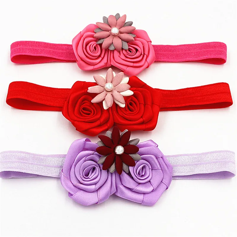 Trendy rose Elastic girls Hair Accessories peal Hair Band Elastic