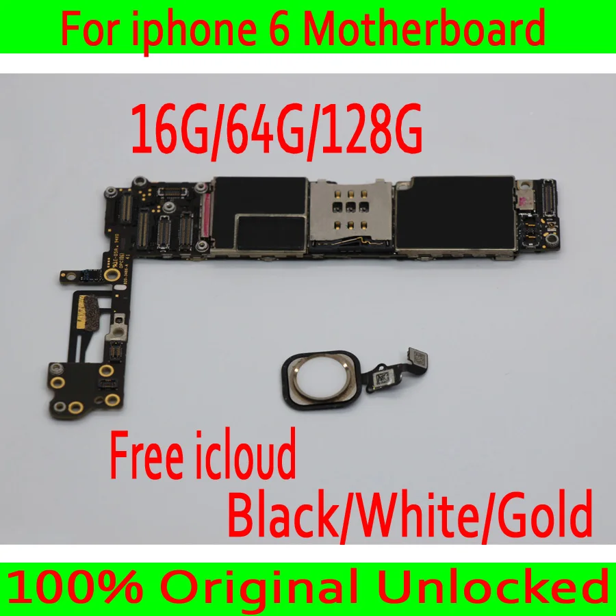 

16GB / 64GB / 128GB for iphone 6 4.7inch Motherboard with Touch ID,Original unlocked for iphone 6 Mainboard with Full Chips