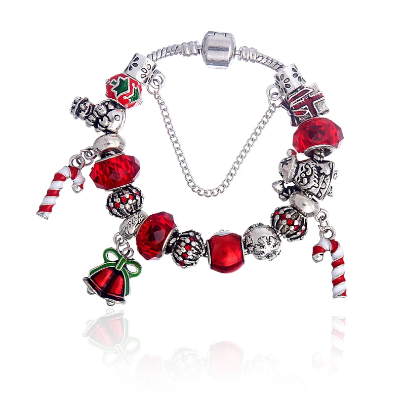 Высокое качество цепи Для женщин браслет с изысканным бисер Мурано рождественское очарование доступно для создания браслетов подарок